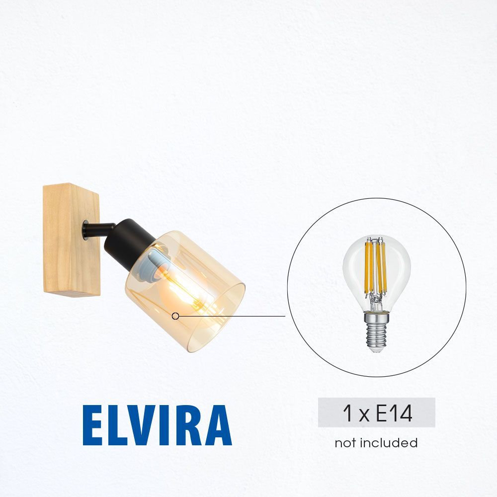 Спот ELVIRA ∙ SP992-1L ∙ 1xE14 ∙ метал+стъкло ∙ черен/кехлибар /005312