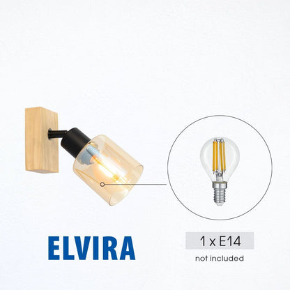 Спот ELVIRA ∙ SP992-1L ∙ 1xE14 ∙ метал+стъкло ∙ черен/кехлибар /005312