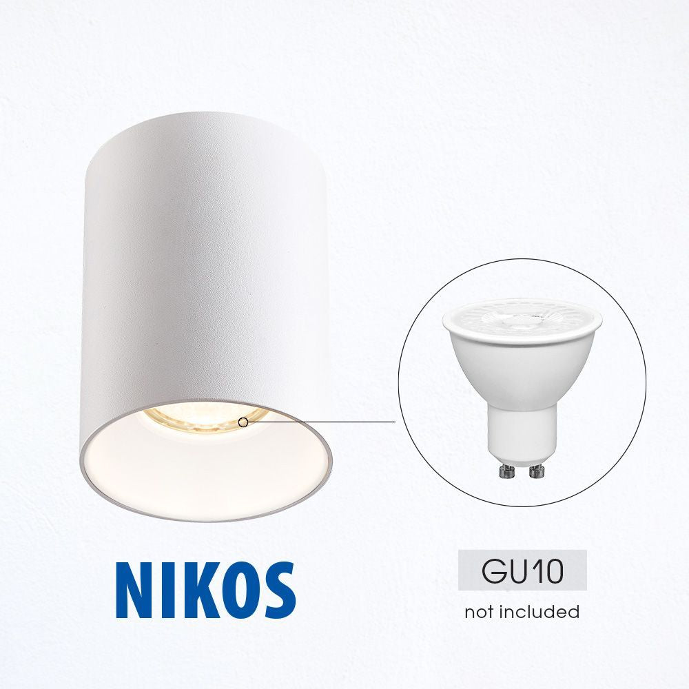 ЛУНА ЗА ВЪНШЕН МОНТАЖ NIKOS ∙ DL724 ∙ GU10 ∙ БЯЛ / 004708