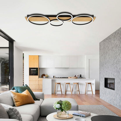 LED ПЛАФОН MATTEO-C LED ∙ 38W ∙ ЧЕРНО+ДЪРВО ∙ CCT ∙ 3000-4000-6400K / 005159