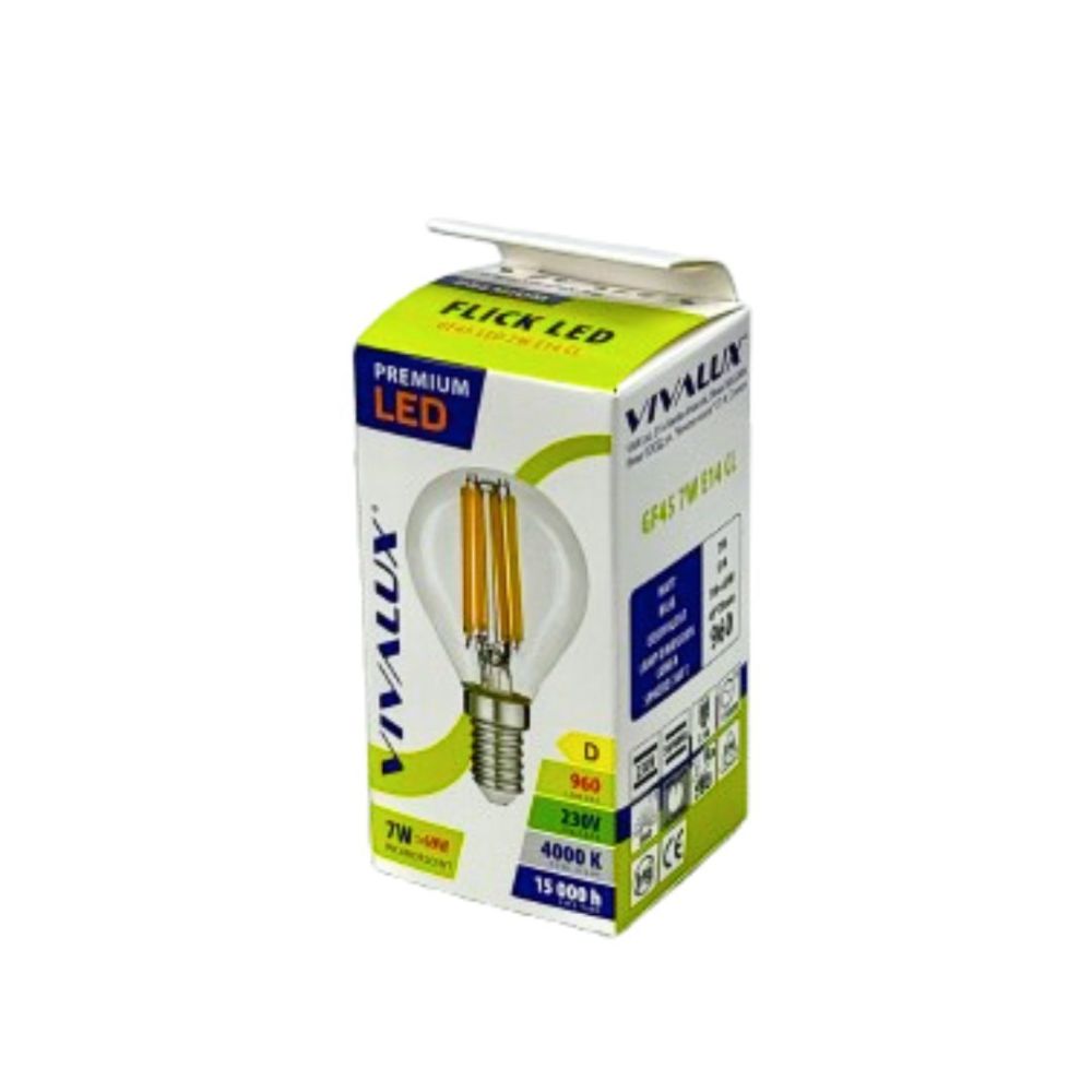 LED филамент лампа FLICK LED PREMIUM ∙ GF45 ∙ 7W ∙ 960lm ∙ E14 ∙ 4000K / 4970