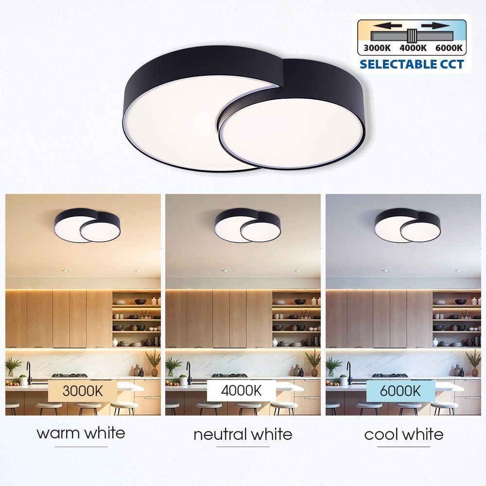 LED ПЛАФОН PEBBLE LED ∙ 35W ∙ ЧЕРЕН ∙ CCT ∙ 3000-4000-6000K / 005151