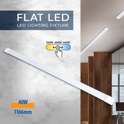 LED линейно осветително тяло FLAT LED ∙ 40W ∙ 1200 mm ∙ CCT-switch ∙ 3000K-4000K-6400K / 005322