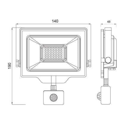 LED ПРОЖЕКТОР СЪС СЕНЗОР SHIFT LED ∙ 30W ∙ ЧЕРЕН ∙ 6400K / 004537