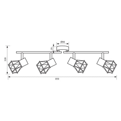 СПОТ FRODO ∙ SP796 ∙ 4XE27 ∙ МЕТАЛ ∙ ЧЕРЕН / 005090