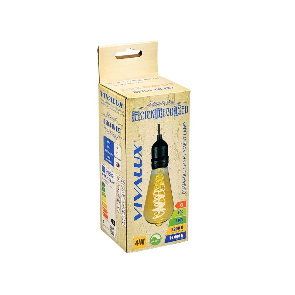 LED филамент лампа FLICK DECO LED ∙ DST64 ∙ 4W ∙ 300lm ∙ E27 ∙ 2200K / 004178