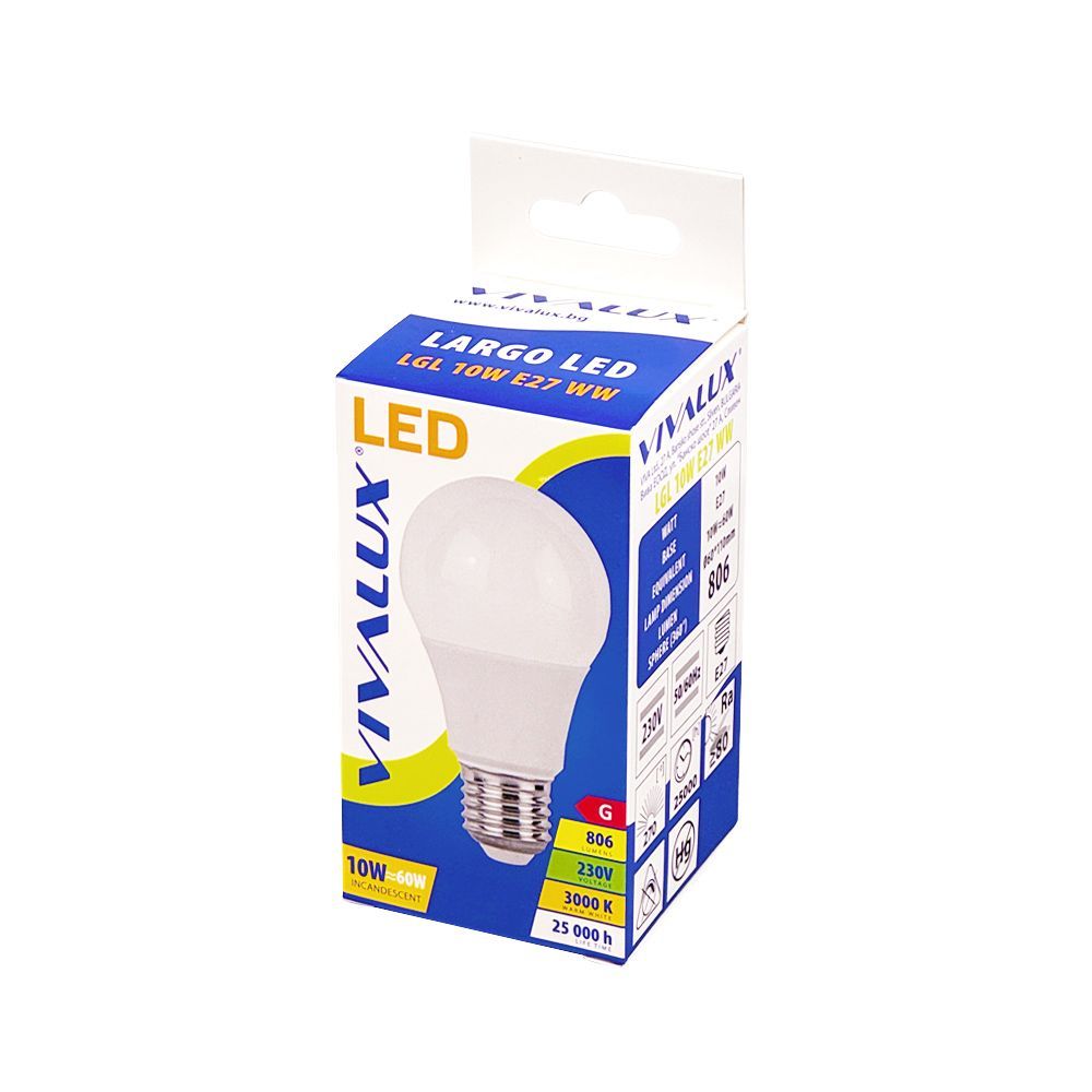 LED ЛАМПА LARGO LED ∙ 10W ∙ 806LM ∙ E27 ∙ 3000K / 003338