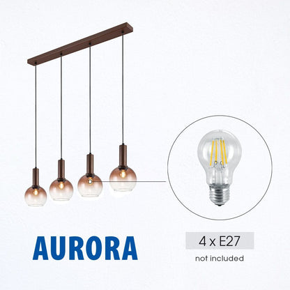 Полилей AURORA ∙ SSP986-L4H ∙ 4хE27 ∙ метал+стъкло ∙ кафе / 005306