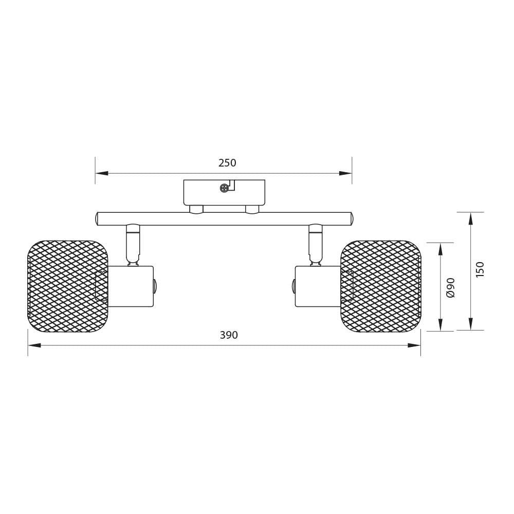 Спот ELINOR ∙ SP959-2L ∙ 2xE14 ∙ метал+PVC ∙ мрежа ∙ черен / 005279