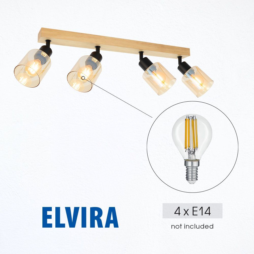 Спот ELVIRA ∙ SP994-4L ∙ 4xE14 ∙ метал+стъкло ∙ черен/кехлибар / 005314