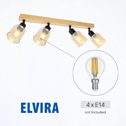Спот ELVIRA ∙ SP994-4L ∙ 4xE14 ∙ метал+стъкло ∙ черен/кехлибар / 005314