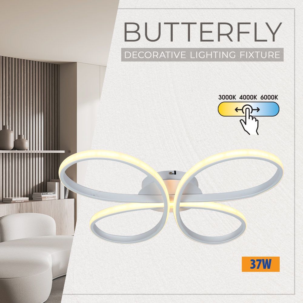 LED плафон BUTTERFLY-C LED ∙ 37W ∙ бял ∙ CCT-switch ∙ 3000-4000-6000K / 005327