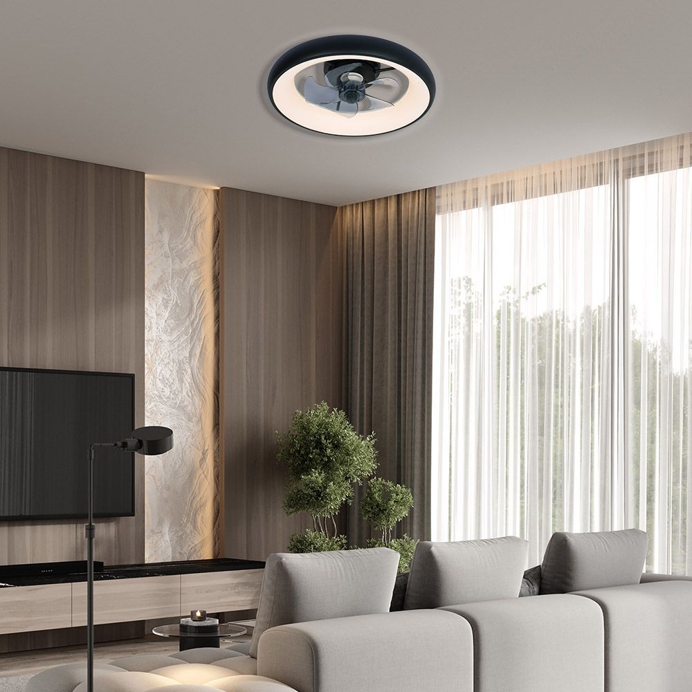 LED плафон с вентилатор KAI LED ∙ 30W ∙ черен ∙ CCT ∙ 3000K-6400K / 005337