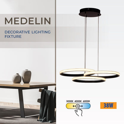 LED полилей MEDELIN-P LED ∙ 38W ∙ черен ∙ CCT ∙ 3000-4000-6000K / 005332