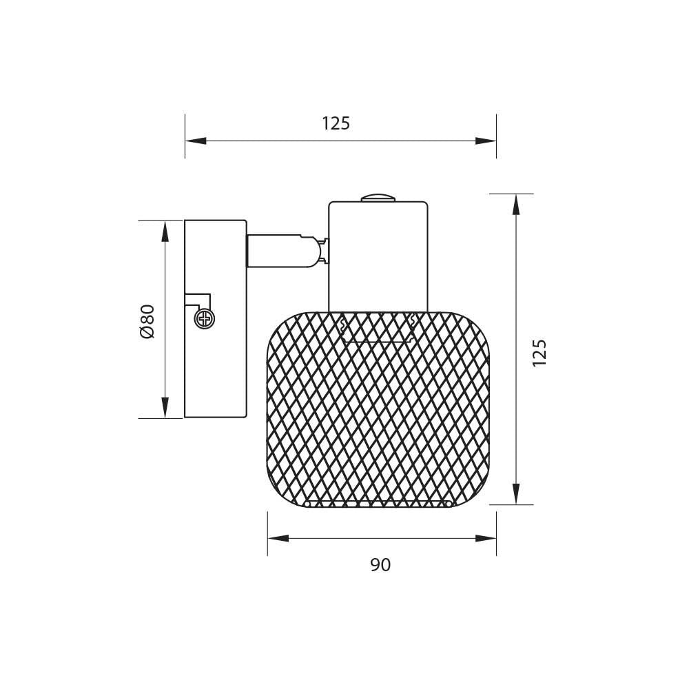 Спот ELINOR ∙ SP958-1R ∙ 1xE14 ∙ метал+PVC ∙ мрежа ∙ черен / 005278