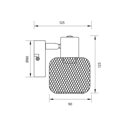 Спот ELINOR ∙ SP958-1R ∙ 1xE14 ∙ метал+PVC ∙ мрежа ∙ черен / 005278