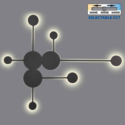 ДЕКОРАТИВНО LED ОСВЕТИТЕЛНО ТЯЛО GEMINI LED ∙ 22W ∙ ЧЕРЕН ∙ CCT-SWITCH ∙ 3000K-4000K-6400K / 004818