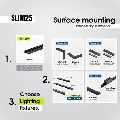 SLIM25 МАГНИТЕН LED ЪГЪЛ LEMINI LED ∙ 12W ∙ ЧЕРЕН ∙ 4000K / 004933