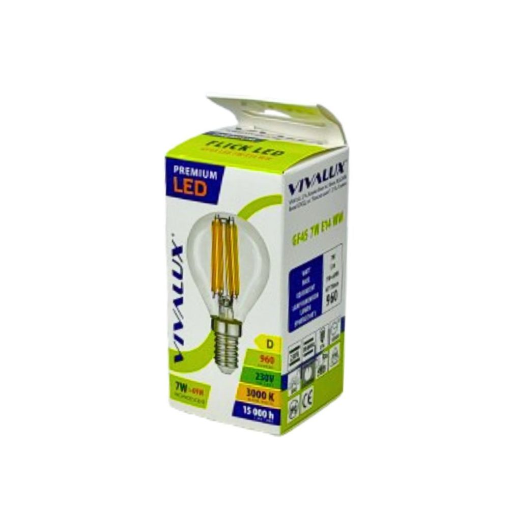 LED филамент лампа FLICK LED PREMIUM ∙ GF45 ∙ 7W ∙ 960lm ∙ E14 ∙ 3000K / 004969