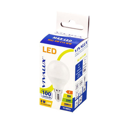 LED ЛАМПА MAX LED ∙ 8W ∙ 806LM ∙ E14 ∙ 3000K / 004459