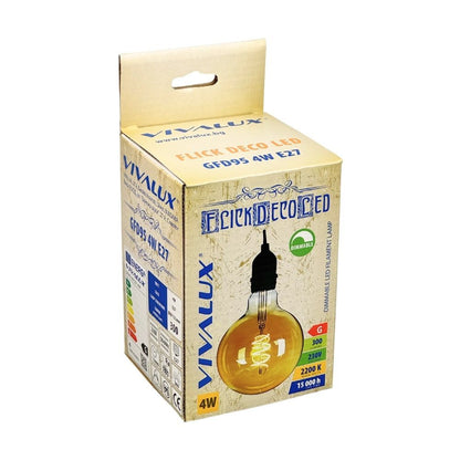 LED филамент лампа FLICK DECO LED ∙ GFD95 ∙ 4W ∙ 300lm ∙ E27 ∙ 2200K / 004179