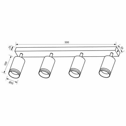 ЛИНЕЕН СПОТ ЗА ТАВАН SP734-4L BK KING ∙ ЧЕРЕН ∙ 4XGU10 / 004798