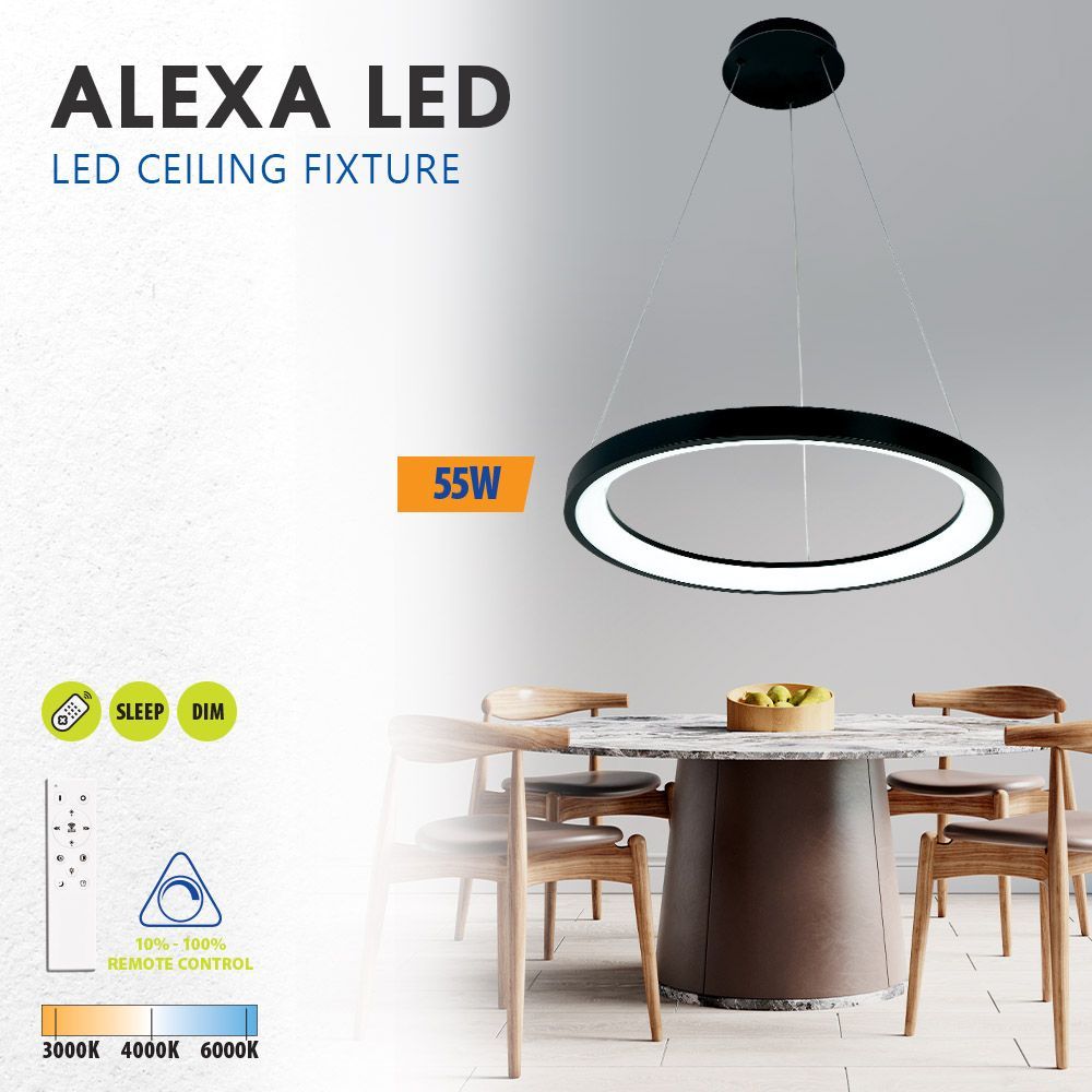 LED полилей ALEXA-P LED ∙ 55W ∙ черен ∙ CCT ∙ 3000-6000K / 005256