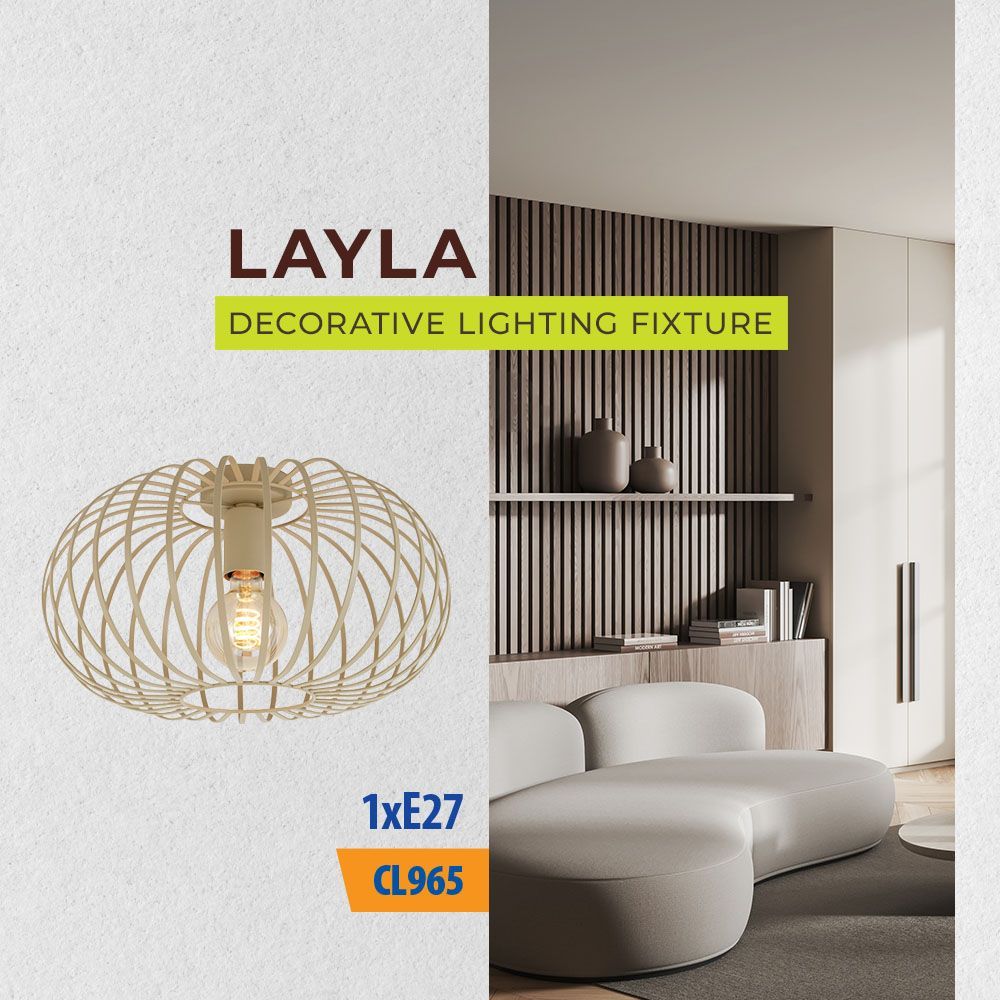 Плафон LAYLA ∙ CL965 ∙ 1xE27 ∙ метал+PVC ∙ бежово / 005285