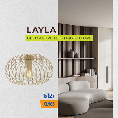 Плафон LAYLA ∙ CL965 ∙ 1xE27 ∙ метал+PVC ∙ бежово / 005285