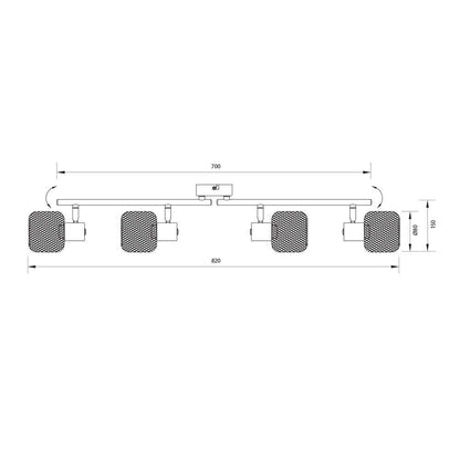 Спот ELINOR ∙ SP960-4L ∙ 4xE14 ∙ метал+PVC ∙ мрежа ∙ черен / 005280