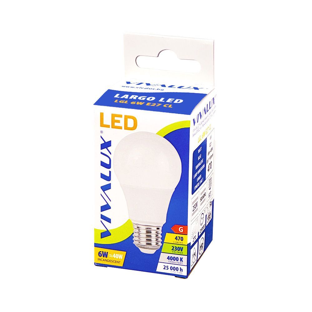 LED ЛАМПА LARGO LED ∙ 6W ∙ 470LM ∙ E27 ∙ 4000K / 003626