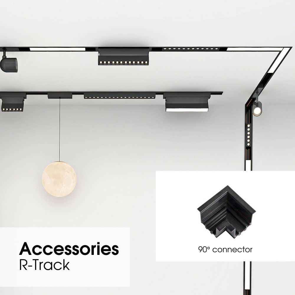 SLIM25 АЛУМИНИЕВ КОНЕКТОР ЗА ВГРАЖДАНЕ 90° R-TRACK ∙ ЧЕРЕН / 004945