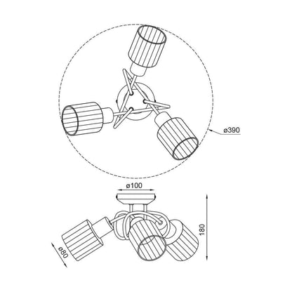 Плафон LUDVIG ∙ CL978-3C ∙ 3хЕ14 ∙ метал+стъкло ∙ черен / 005298
