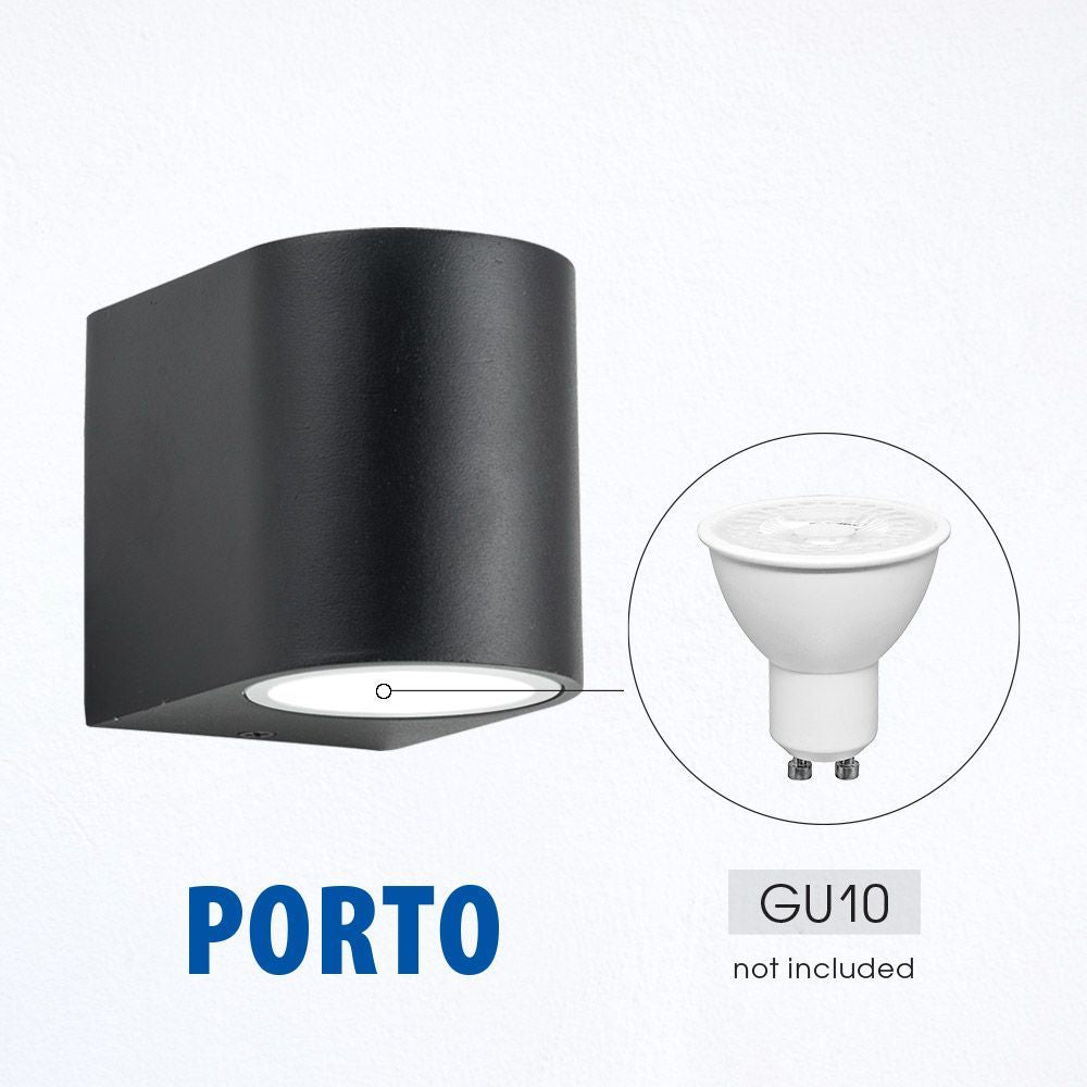 ФАСАДНО ОСВЕТИТЕЛНО ТЯЛО PORTO/R ∙ 1 X GU10 ∙ ЧЕРЕН ∙ IP44 / 004246