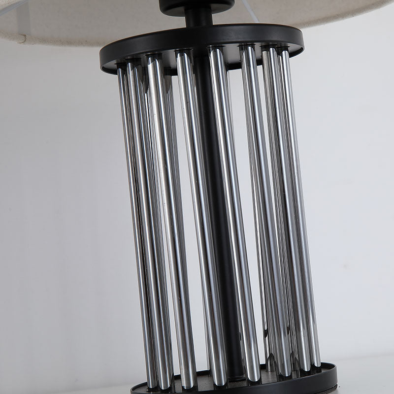 Нощна лампа с черен метал и бял абажур SearchLight Swizzle EU55623SM