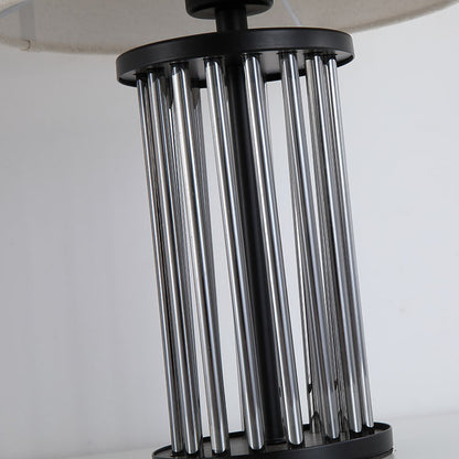Нощна лампа с черен метал и бял абажур SearchLight Swizzle EU55623SM
