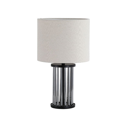 Нощна лампа с черен метал и бял абажур SearchLight Swizzle EU55623SM