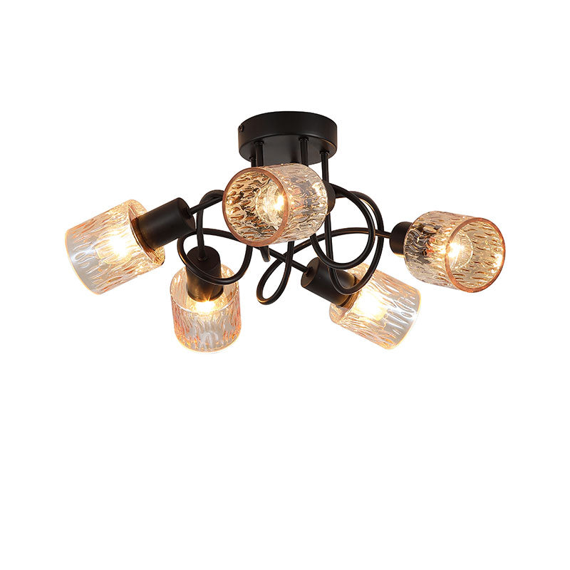 Плафон с релефно кехлибарено стъкло SearchLight Knot 23605-5BK