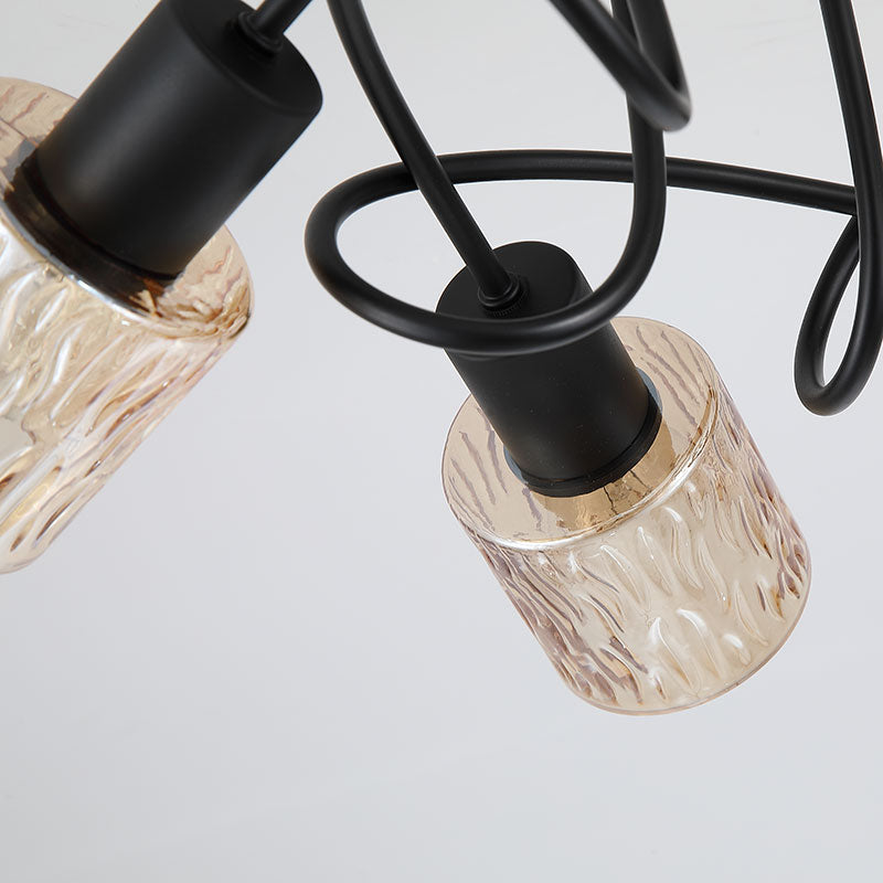 Плафон с релефно кехлибарено стъкло SearchLight Knot 23605-5BK