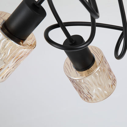 Плафон с релефно кехлибарено стъкло SearchLight Knot 23605-5BK