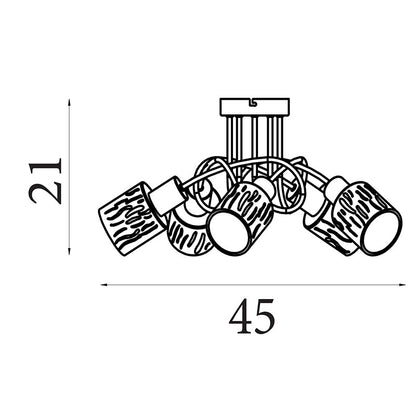 Плафон с релефно кехлибарено стъкло SearchLight Knot 23605-5BK