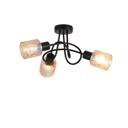 Плафон с релефно кехлибарено стъкло SearchLight Knot 23603-3BK