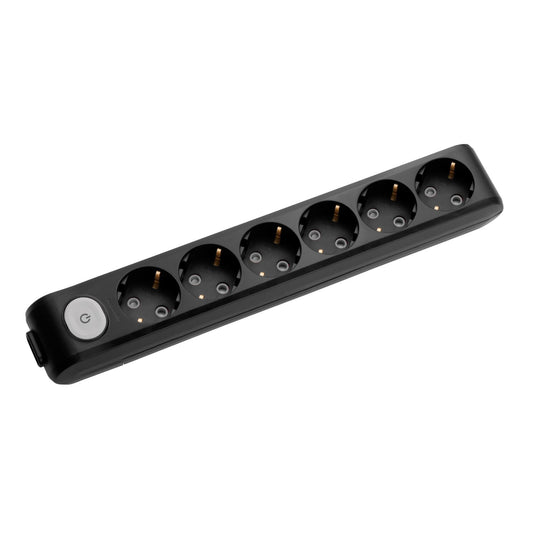 Разклонител Панасоник шестица без кабел+ключ , черен , WLTA0460-2BL