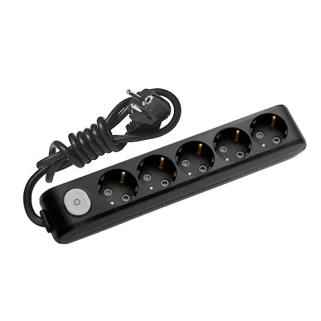 Разклонител Панасоник петица с 1,5 м кабел+ключ , черен WLTA0451-2BL