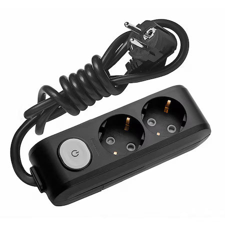 Разклонител Панасоник двойка с 3 м кабел+ключ черен Код (черно): WLTA0423-2BL