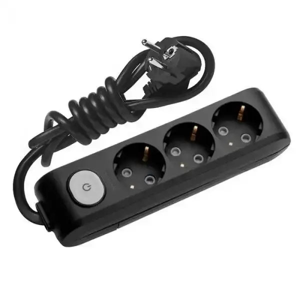 Разклонител Панасоник тройка с 1,5 м кабел+ключ черен WLTA0431-2BL